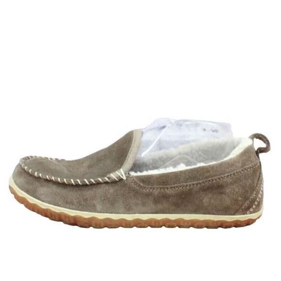 L.L. Bean Shoes - LL Bean Dark Cement Shearling Lined Moccasin Mountain Suede Slippers Size 8 M